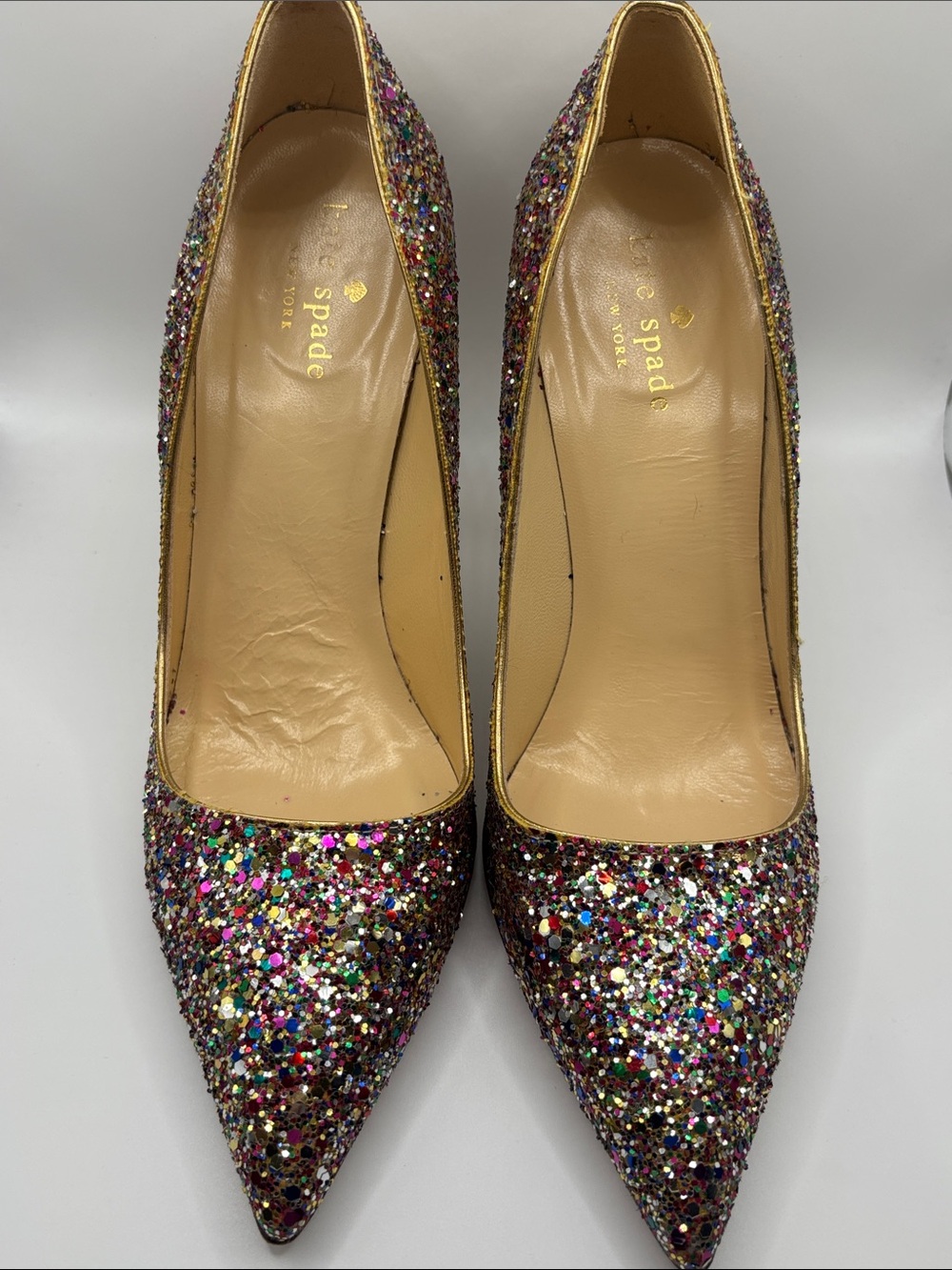 kate spade Multicolor Sequin Rainbow Glitter Elegant Pointed-Toe Pumps